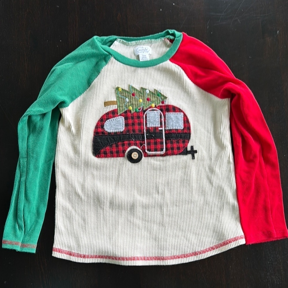 Mud Pie Festive Long Sleeve Tee Green Red